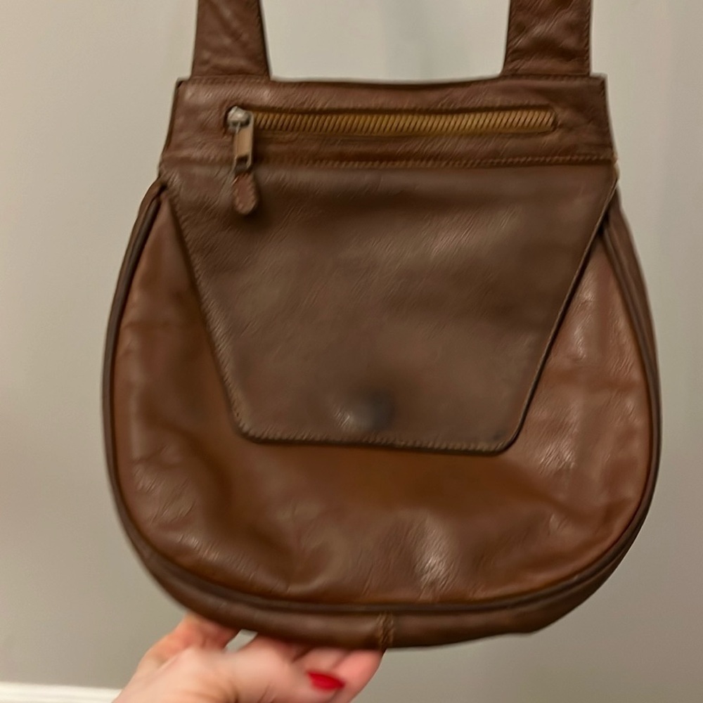 Travelsmith Bag Pocketbook Leather Saddle Travel Zip Removable Security Pocket